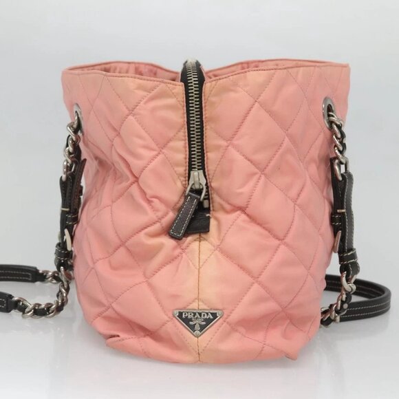 PRADA Chain Shoulder Bag Nylon Pink Silver Auth 125615 - Picture 6 of 16